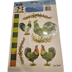 Tulip Rub On Transfers 2002 Roosters Chickens NEW
